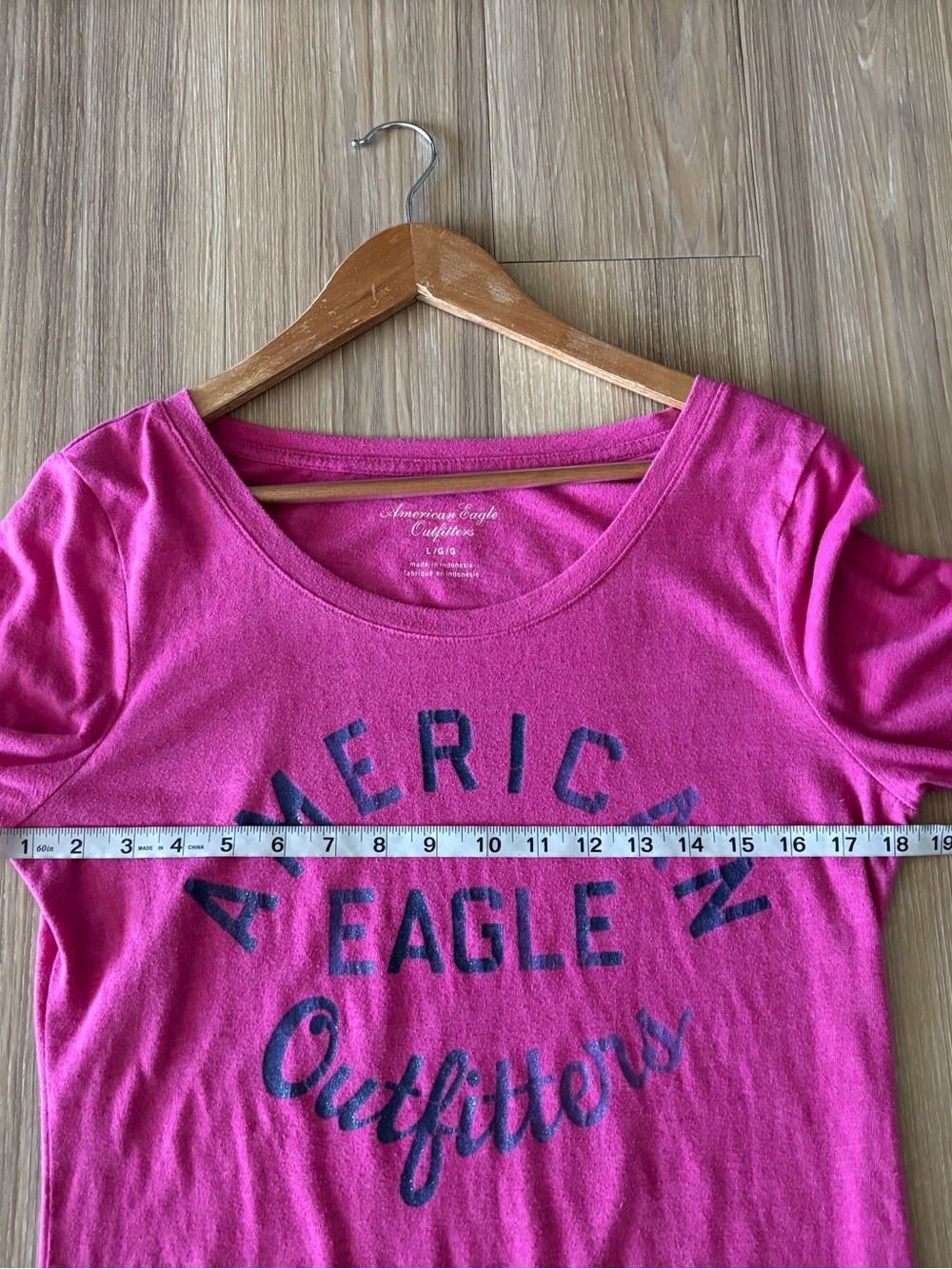 Y2K VTG American Eagle T-Shirt Pink Logo Spellout Long Sleeve Womens L Preppy - Picture 7 of 10